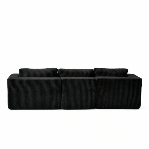 English Elm Modular Cloud Sectional with Deep Lounge Seat Corduroy Upholstered L-shape Living Room Sofa W1919S00006