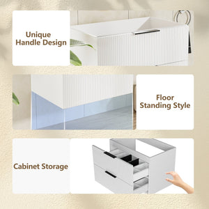English Elm 075 Floating Wall Mounted Bathroom Vanity Cabinet with Soft Close Drawers Matte Finish White W3520P345979