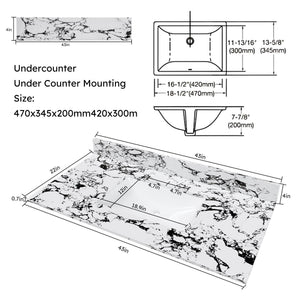 English Elm 43"X22" Bathroom Vanity Top With Undermount Sink & Backsplash - Panda White Artificial Marble Elegance W509P362108