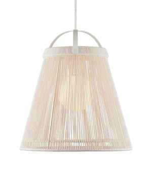 Currey & Company Parnell Medium White Pendant Light - Elegant Bell-shaped Design With Adjustable Chain For Versatile Style Ivory Kraft Paper Twine ,Glass ,Wrought Iron 9000-1302-currey-company