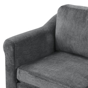 English Elm Sectional Plush chenille U-shaped sofa with pleated arms, pocket-spring seats & hidden ottoman storage Dark Gray N719S000810R