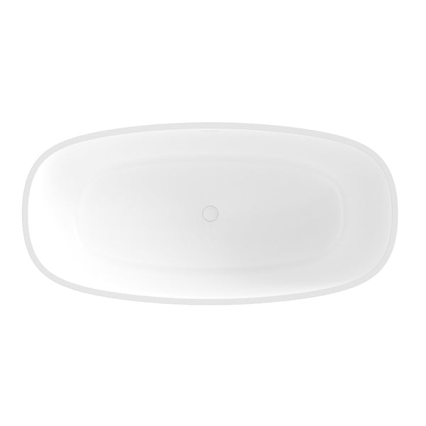 English Elm 71 Inch Freestanding Solid Surface Soaking Tub Matte White Seamless Sculptural Bath W1613P355483