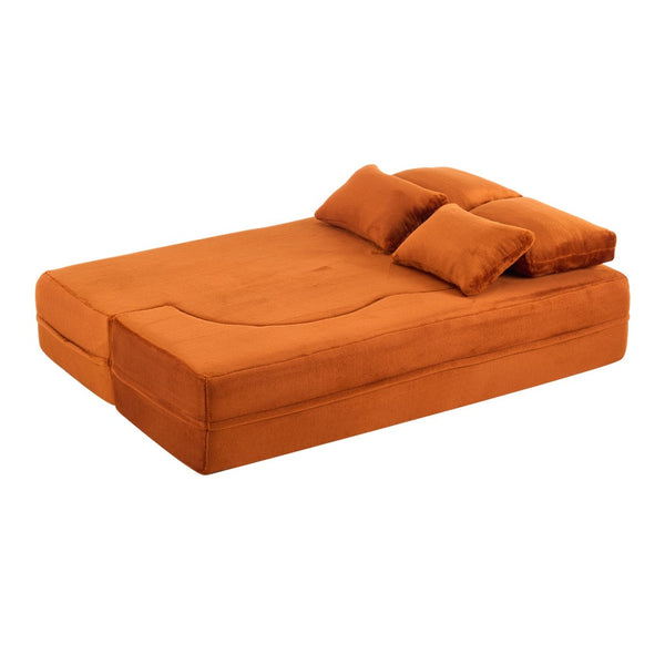 English Elm Large Plush Floor Sofa Foldable Foam Mattress with Pillows for Living Room Lounge W3612P440208