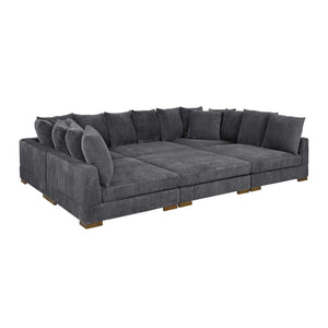 English Elm Large Corduroy Modular Sectional Sofa Sleeper with Ribbed Texture for Open Living Dark Gray B2748S00010