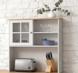 English Elm Freestanding Pantry Cabinet with Glass Doors Open Shelf and Adjustable Storage Zones T3971P416354