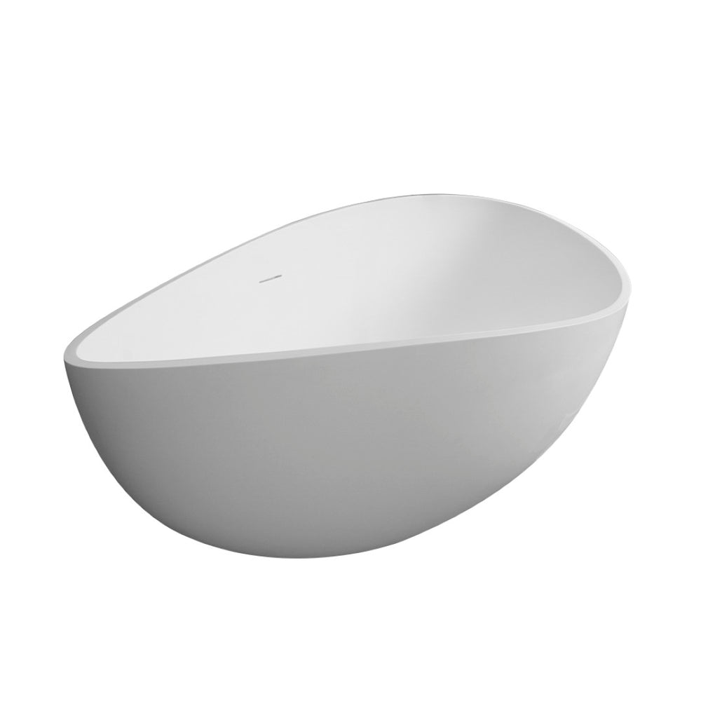 English Elm 63" Freestanding Engineered Stone Resin Soaking Tub Ergonomic Matte White Spa Bath W1920P199015