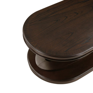 English Elm 44 Inch Oval Coffee Table with X-Base, 2.6" Thick Solid Wood Veneer Top, Rounded Corners, 132lb Capacity Espresso W1202P289358