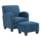 OSP Home Furnishings Aiden Chair & Ottoman Herringbone  Navy