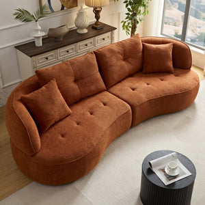 English Elm Wks7c Curved Modular Sofa Solid Wood Frame Fabric Upholstery Seats 4 Living Room Orange W2085S00060