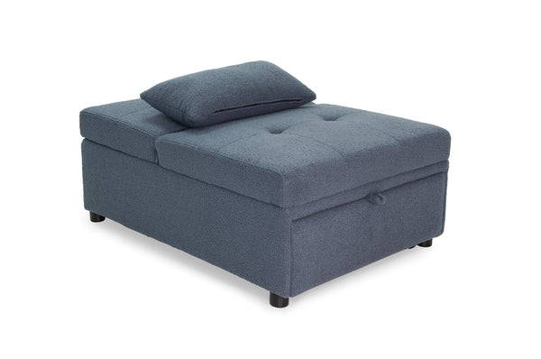 English Elm Convertible Sofa with Pull-Out Bed, Sleek Armless Sherpa Upholstery, Cozy Plush Pillow Included Blue Gray 45 L x 33 W x 17 H B089P240524