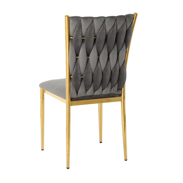 English Elm Modern Velvet Upholstered Dining Chairs Set of 2 with Electroplated Legs for Kitchen Dark Gray W210P301593