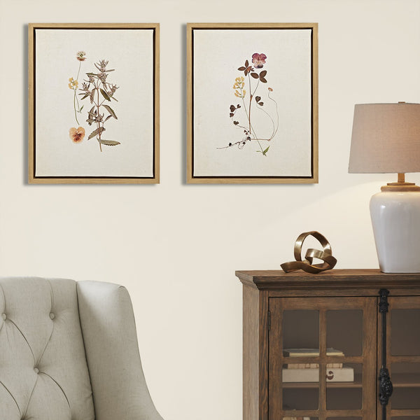 JLA Home Madison Park - 2-piece Framed Canvas Wall Art Set by Devon Ross — Linen-Texture Wildflower Prints, Natural Wood Frames, Ready-to-Hang (17.8"x21.8") MT95C-0005