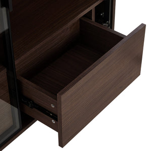English Elm 51.2'' Freestanding Display Cabinet With Led Lights, Adjustable Glass Shelves & Hidden Storage – Walnut N845P261794D