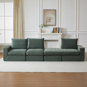 English Elm 99-inch Corduroy L-shaped Sectional Sofa with Reversible Chaise and Neck Pillow Support W834S00614
