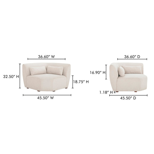 English Elm Amelia Corner Chair Wide Angled Lounge Seat in Recycled Polyester for Modern Rooms B2769P504205