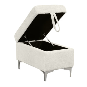 English Elm 88.2" L-shaped Sofa Bed with Storage Ottoman, Drop-Down Table, Dual Cup Holders & USB Charging Ports Beige N719S001830A