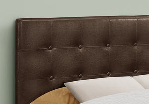 English Elm Bed, Button-Tufted Upholstered Headboard for Full Bed with Faux Leather Look and Sturdy Frame Brown 60 L x 24 W x 4 H B2710P219546
