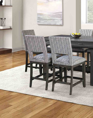 English Elm Transitional Westerham Arm Chair Set of 2 — Dark Cherry wood, upholstered comfort, gold-capped legs elegance Blue,Gray 43 L x 19 W x 15 H B2741P409549