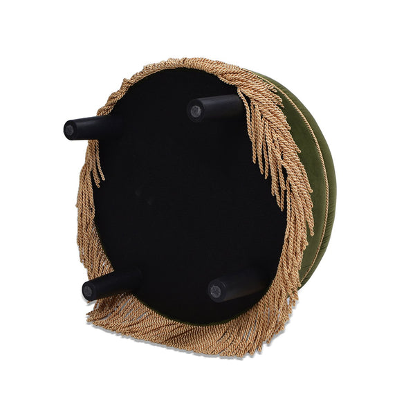 English Elm Jennifer Taylor Home - Yolanda 24" Round Velvet Ottoman - Olive Green, Durable Accent Piece For Living Room Elegance B2719P238168