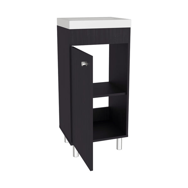 English Elm Waterford Compact Bathroom Vanity with Integrated Sink and Spacious Cabinet for Small Bathrooms Black B092P329252