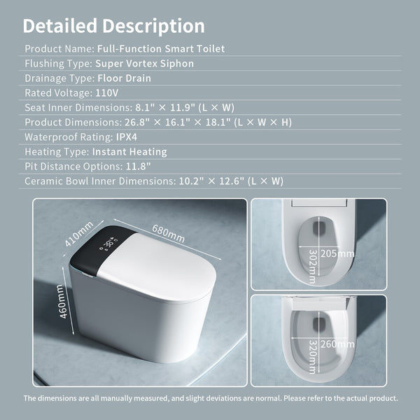 English Elm E40 Smart Toilet Bidet Combo with Heated Seat Auto Flush and Hands Free Spa Bath W3402P442697