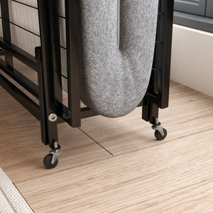 English Elm Metal Folding Bed Frame with 4" High-Density Foam Mattress, 300 lb Capacity, Compact 14" Foldable Rollaway with Wheels for Guests W1960P381470