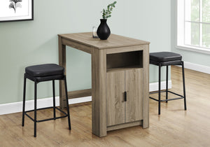 English Elm Dining 48" Counter Height Rectangular Table with Side Storage Cabinet and Open Shelf, Modern Design taupe 51 L x 27 W x 5 H B2710P286996