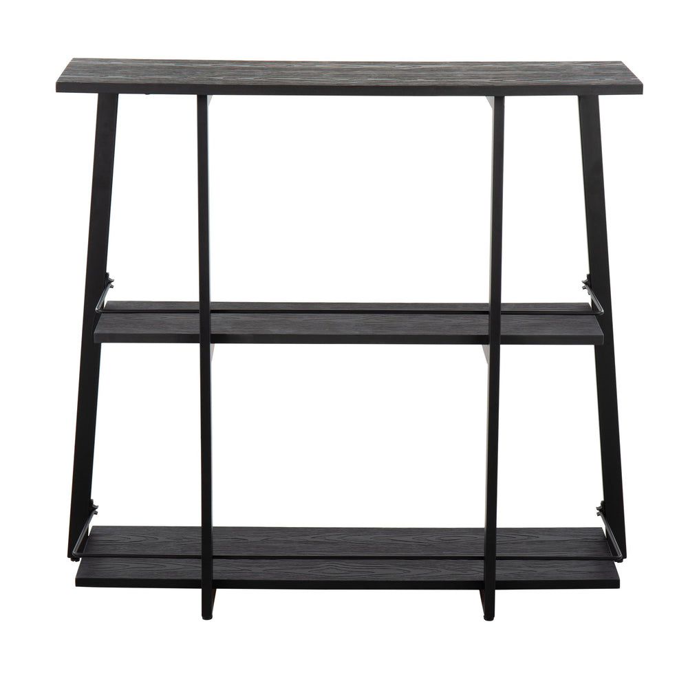 English Elm Converge Industrial Bookcase – Black Steel Frame with Black Bamboo Shelves, 3-Tier Rustic Chic (94) B202P223885