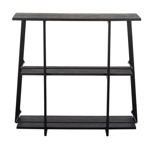 English Elm Converge Industrial Bookcase – Black Steel Frame with Black Bamboo Shelves, 3-Tier Rustic Chic (94) B202P223885