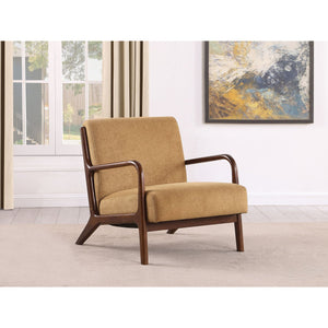 English Elm Robie Mid-Century Honey Upholstered Accent Chair with Cappuccino Wood Frame, Curved Comfort Design B062P299843