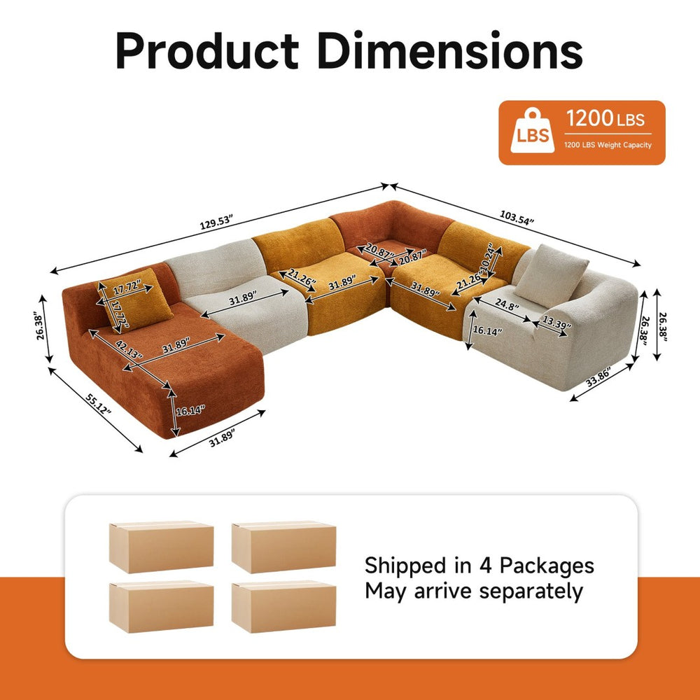 English Elm Modular Teddy Fleece Cloud Sectional Legless Sofa for Living Room Apartment W1765S00128