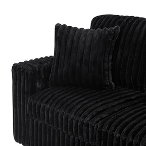 English Elm 122 Plush U-Shape Sectional Sofa Bed with USB Ports, Hidden Storage Chaise & Spacious Armrest Comfort Black W1417S00135