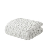 Madison Park Ruched Fur Glam/Luxury Throw MP50-8106 Silver Grey