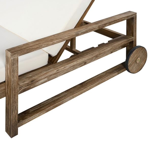 English Elm Trexm Solid Acacia Outdoor Daybed Farmhouse Slatted Frame with Adjustable Backrest TM000011AAA