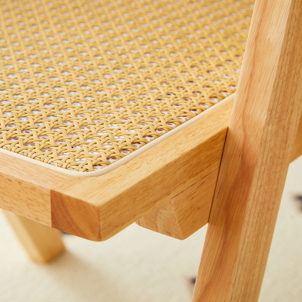 English Elm 2 Dining Chairs - Elegant Rubberwood With Hand-Woven Rattan, Versatile For Dining & Living Spaces W2720P237603