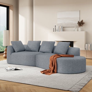 English Elm Christopher Knight Home® - 116" Modern Curved Sectional Sofa with Plush Pearl Upholstery, High-Density Sponge, Chaise Lounge Seating Harmony Light Gray N767P263923L