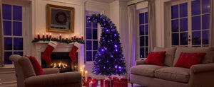 English Elm 6FT Black Artificial Christmas Tree with 250 LED Orange & Purple Lights, 900 Tips, UV-Resistant Indoor Decor PX283441AAA