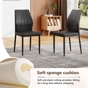 English Elm Table Black Textured Dining Set With 4 Ergonomic Pu Chairs - Modern, Durable & Stylish Design For Home W1151S04308-GIGA