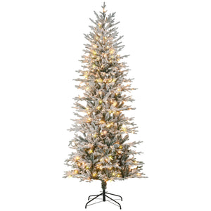 English Elm Homcom 7.5Ft Prelit Snow Flocked Christmas Tree With 350 Warm Lights & Auto Open Design For Easy Setup W2225P249631