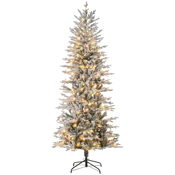 English Elm Homcom 7.5Ft Prelit Snow Flocked Christmas Tree With 350 Warm Lights & Auto Open Design For Easy Setup W2225P249631
