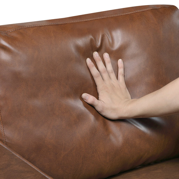 English Elm Modern Malcolm Faux Leather Loveseat with Track Arms and Welt Trim, Solid Wood Frame, Cozy Cushioning Chocolate 45.5 L x 26 W x 21.5 H B011P395009