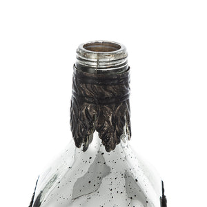 English Elm D3x12" Antique Silver Bottle Vase with Speckled Finish and Bronze Leaf Embellishments, Elegant Decor W2078P391140