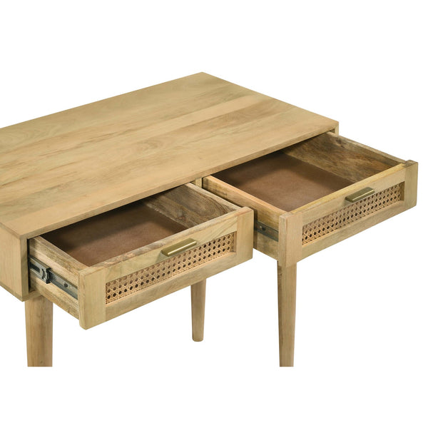 English Elm Zamora Natural 2-Drawer Console Table with Mango Wood Grain, Antique Brass Pulls, Entryway Chic B062P344937