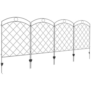 English Elm Outsunny Steel Garden Fence Panels Set of 4 Arched Vine Powder Coated Yard Border W2225P174523