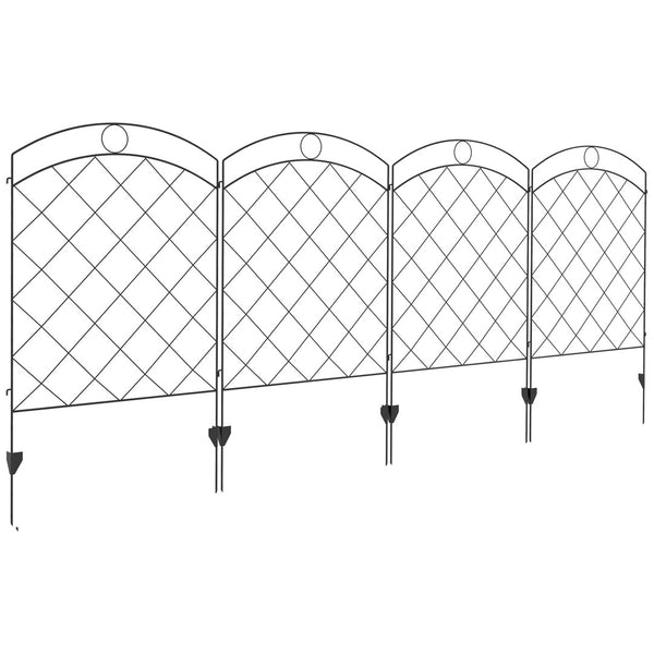 English Elm Outsunny Steel Garden Fence Panels Set of 4 Arched Vine Powder Coated Yard Border W2225P174523