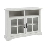 44" Glass Door Corner TV Console - Brushed White W44CMGDCR2DBRW Walker Edison