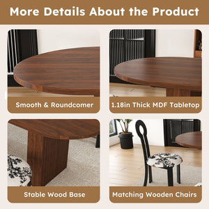 English Elm 62.9" Oval Walnut Veneer Dining Table Seats Six Modern Farmhouse Waterproof Surface W2700S00146