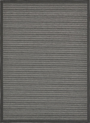 Unique Loom Outdoor Border Checkered Machine Made Border Rug Gray, Black/Gray/Silver 8' 0" x 11' 4"
