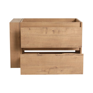 English Elm 30" Wall Mounting Bathroom Vanity Cabinet with Adjustable Side Shelf, Soft-Close 2/3 Drawers, Water-Resistant Plywood Imitative Oak W999P193004