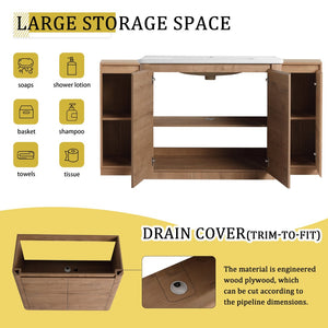 English Elm 64'' Freestanding Bathroom Vanity Oak Melamine Plywood with Ceramic Sink Soft Close W999S00515